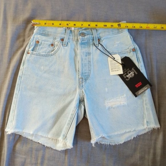Levi's 501 Mid Thigh Bermuda Jean Denim Shorts Pants - Picture 2 of 3